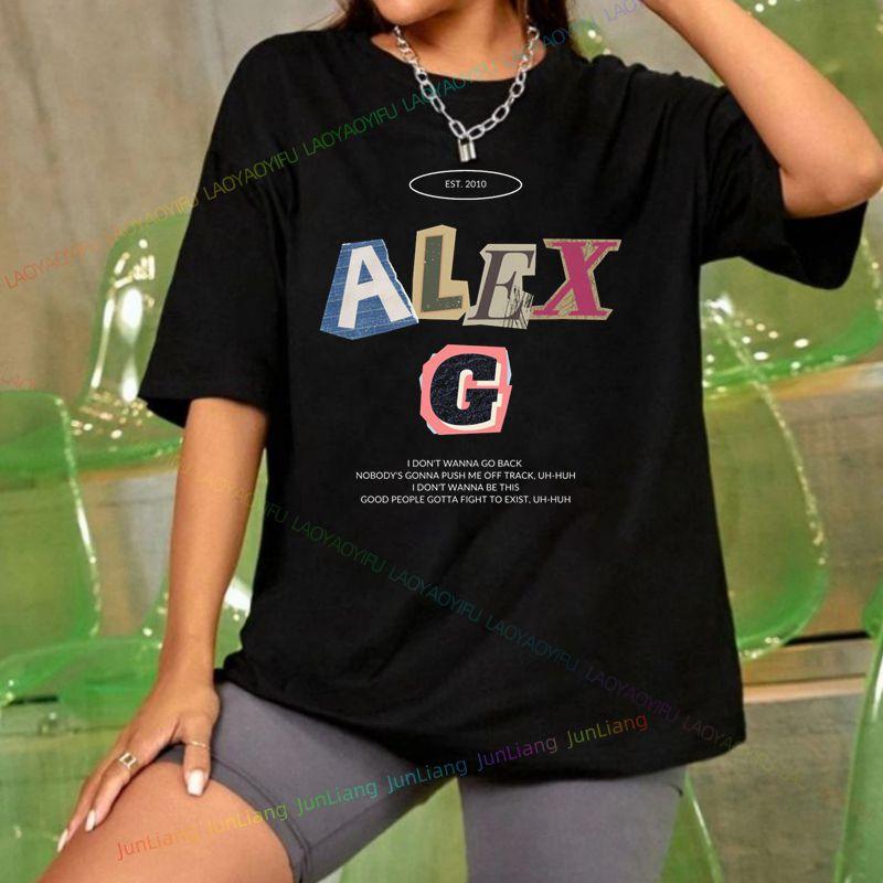 Tričko Alex G Funny Print Módní styl Gotický ležérní top Volné tričko s krátkým rukávem a výstřihem