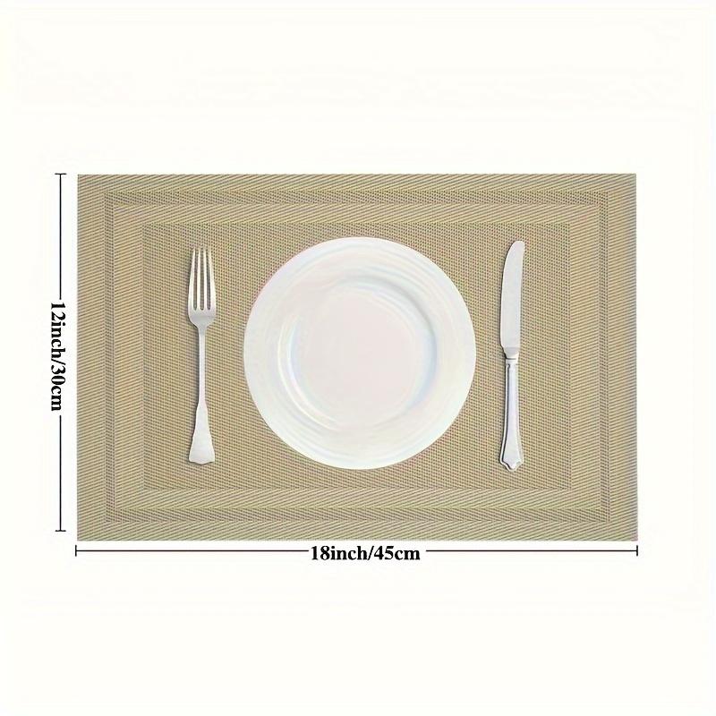 Sada 4 kusů, tepelně odolné prostírání, omyvatelné PVC prostírání, tkané vinylové prostírání na stůl, protiskluzové a proti usazování nečistot prostírání