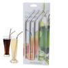 Reusable Silver Straw Set 304 Stainless Steel Straw Straight Bent Drinking Straw With Cleaning Brush Home Bar Accessories