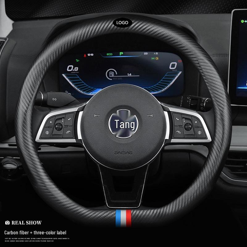 BYD Qin DM-i, Song Pro/MAX Plus, Tang, F3e, E2, E5, S7, S6 Äkta Läder & Kolfiber Rattkåpa