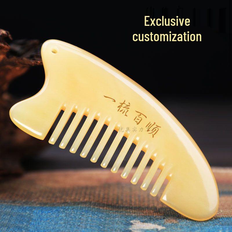 Natural Ox Horn Wide-Tooth Curly Hair Comb - Scalp Massage for Men & Women