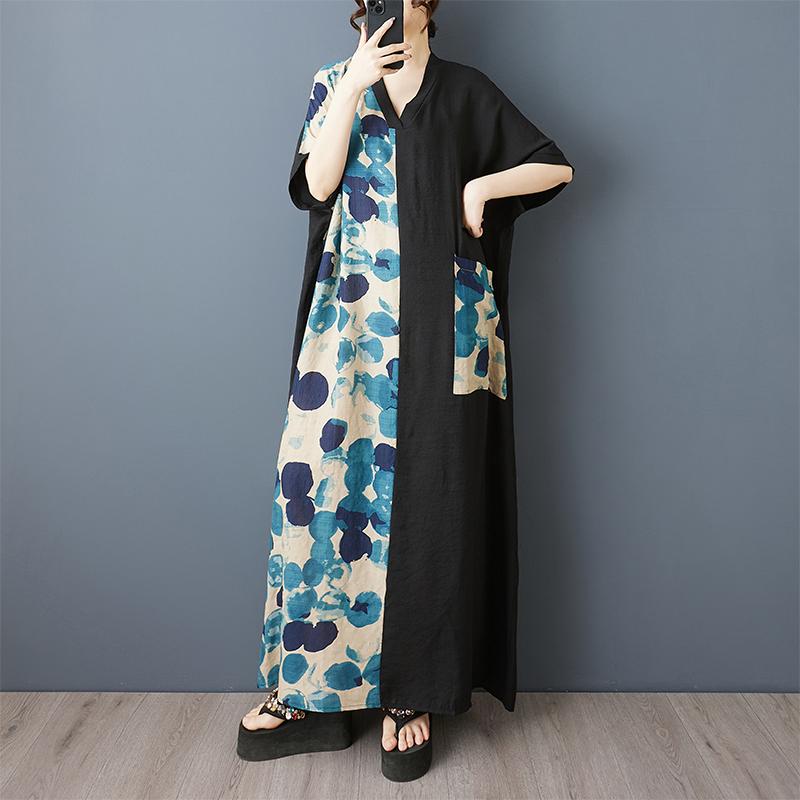 

Dimanaf Новое женское летнее длинное повседневное платье 2025 года большого размера, свободное льняное винтажное базовое макси-платье 9858 One Size