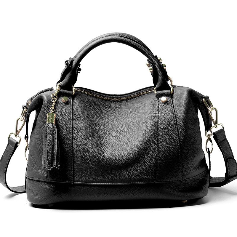 The First Layer Of Cowhide Large-Capacity Multi-Compartment Women'S Handbag Genuine Leather Simple Women'S Bag Single Shoulder Messenger Bag