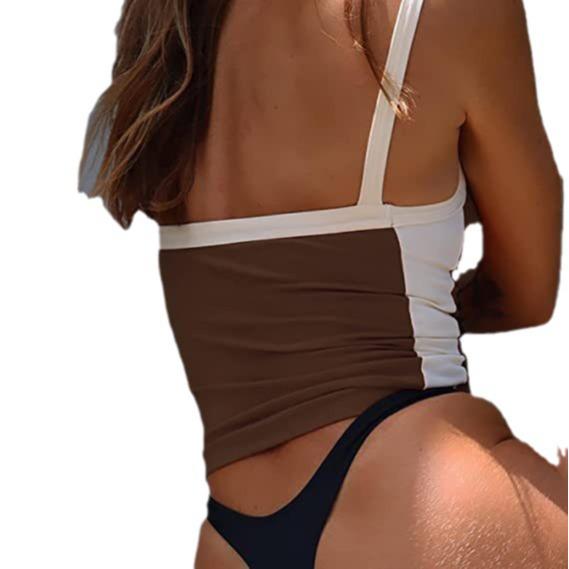 2025 Spring Women's Color Block Slimming Backless Tank Top