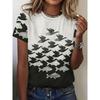 Camisetas de Verano con Estampado 3D de Peces Coloridos para Mujer Manga Corta Cuello Redondo Moda Casual Camisetas Harajuku Y2k Tops Ropa Femenina
