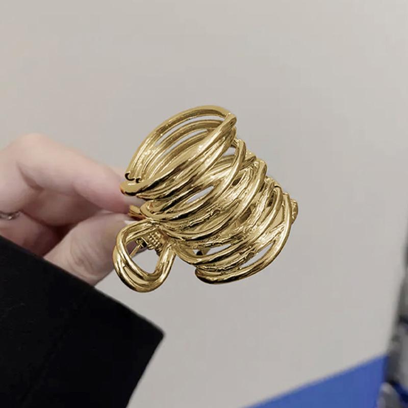 

Модные нерегулярные металлические когти для волос для женщин и девочек, нескользящий крепкий держатель, высокий хвостик, заколка для волос с пряжкой в виде акулы для густых длинных волос золотой