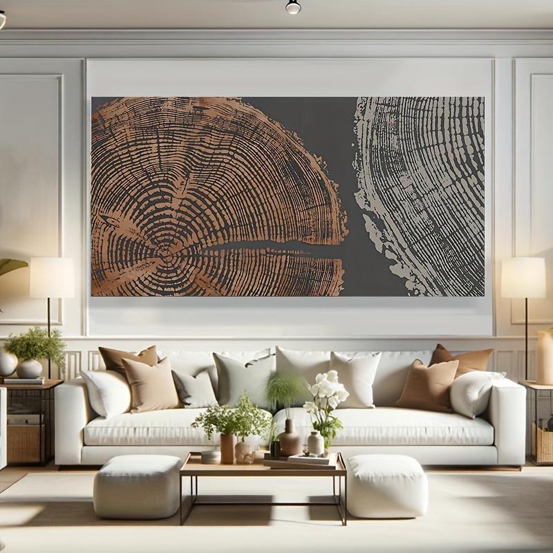 1pc Elegant Beige Tree Ring Canvas Art Print - Nordic Style 2D Flat Print, Frameless Wall Decor for Living Room or Office, Seren