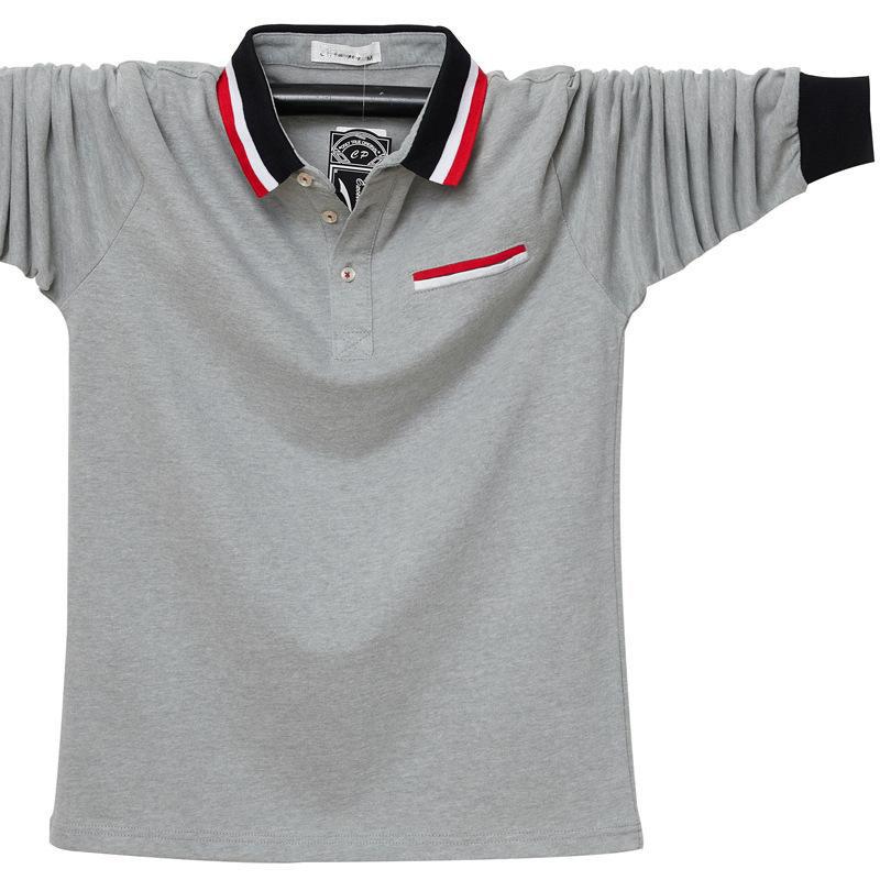 Nuevo POLO de manga larga de talla grande para hombre, camiseta holgada informal de negocios de manga larga