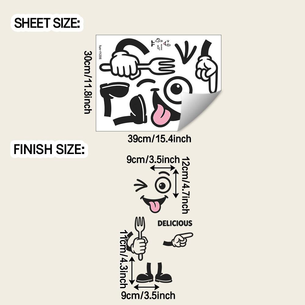 Creative Witty Cartoon Food Lover Kitchen Restaurant Home Decoration and Beautification Fridge Stickers