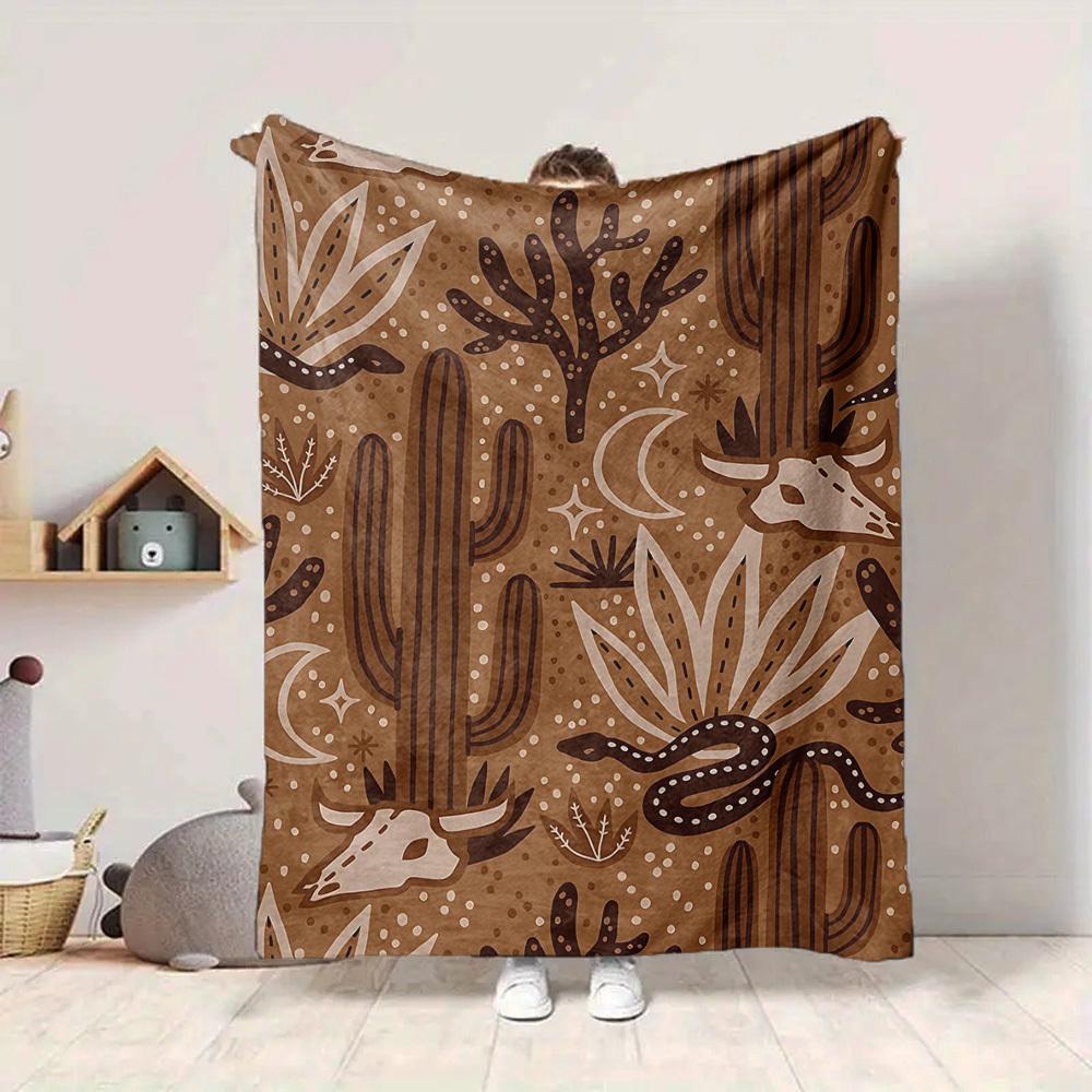 1pc Desert Wildlife Print Blanket   Lightweight Flannel Throw Blanket For Sofa, Bed, Living Room, Office, Outdoor Travel, Camping