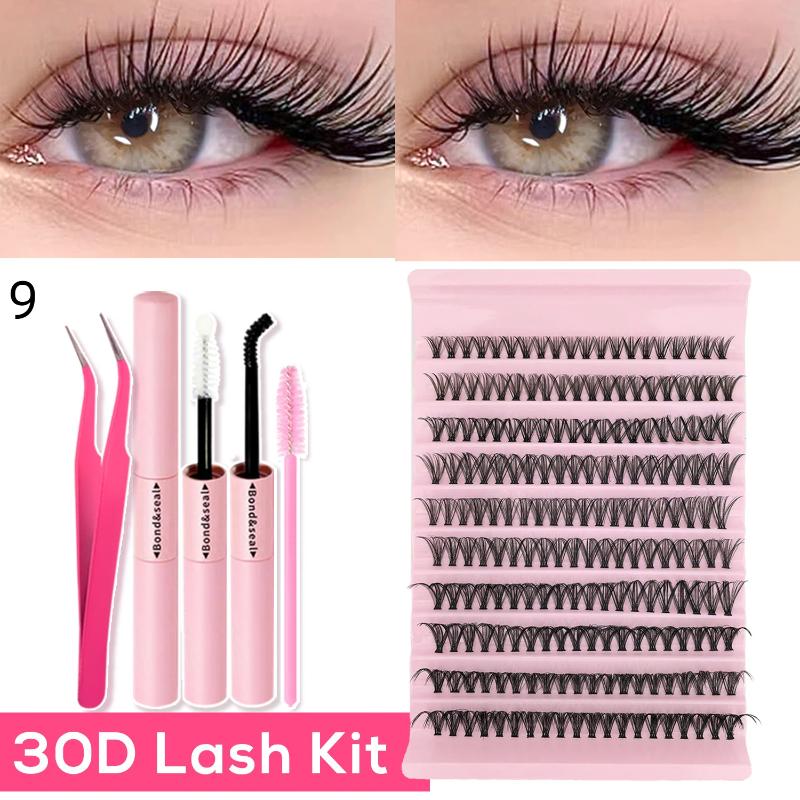 Lash Bond Asend Seal Eyelash Clusters Lasting Double-Ended Fixed Eyelash Glue Remover Tweezers Kit Eyelash Curler Brush Kit Tool