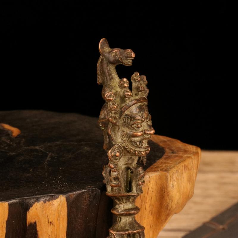 Vintage Hand Vajra Dorje Purple Copper Tibetan Buddhism Devil-Repelling Artifact Ritual Magical Horse Head Jin Gangchu