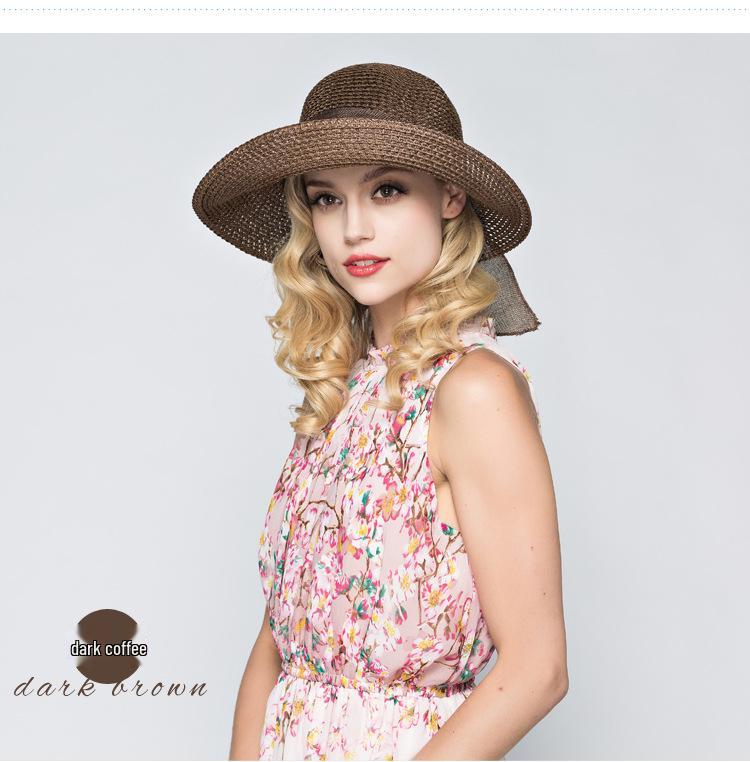 Korean Bowknot Sun Protection Straw Hat – Foldable Summer Beach Bucket Hat for Women
