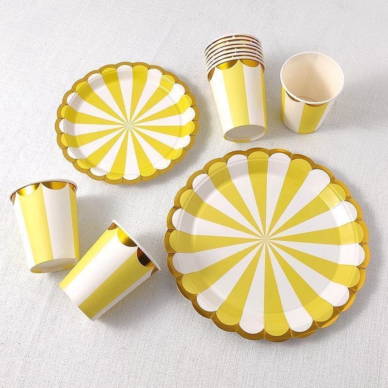

30/40 шт. Одноразовые тарелки для вечеринки Посуда Цвет макарон Тарелка для торта Бумажный стакан Набор посуды Принадлежности для дня рождения Свадебного ужина