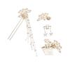 Fashion Chinese Pearl Hanfu Earrings Set Antique Chinese Hair Stick Headdress Hairpin Hair Comb