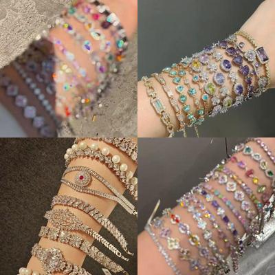 Doppellagiges Armband mit Zirkonia, echt vergoldet: Modischer, Cooler und Luxuriöser High-End Hand Schmuck