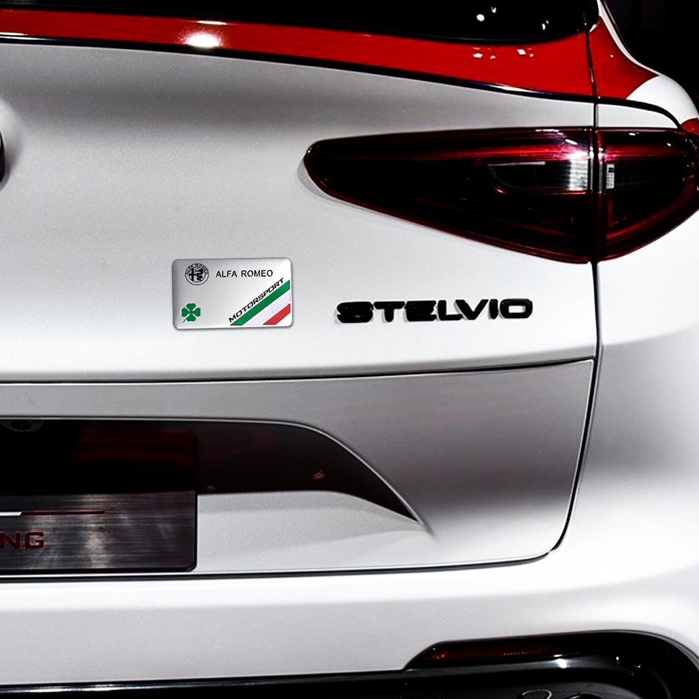 AAACP1 Car Aluminum Badge Body Decor Sticker For Alfa Romeo Italy Giulietta GT 159 147 156 Mito Brera Giulia F1 Stelvio Volante Clover