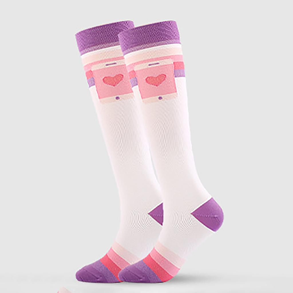 Damen Absorb Sweat Cartoon Print Nylon Long Tube Kompression Outdoor Sportsocken