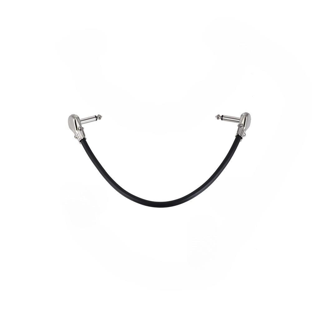 15cm/ 6in 30cm Guitar Effect Pedal Instrument Patch Cable 1/4" Silver Right-angle Plug Black PVC Jacket, 6-Pack