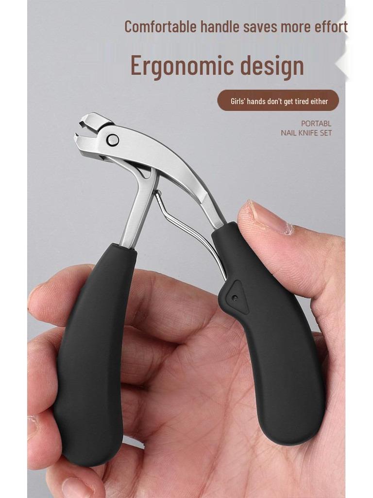 Anti-Splash Bent Head Nail Clippers: Large Opening for Thick, Hard Nails - Home Manicure Tool