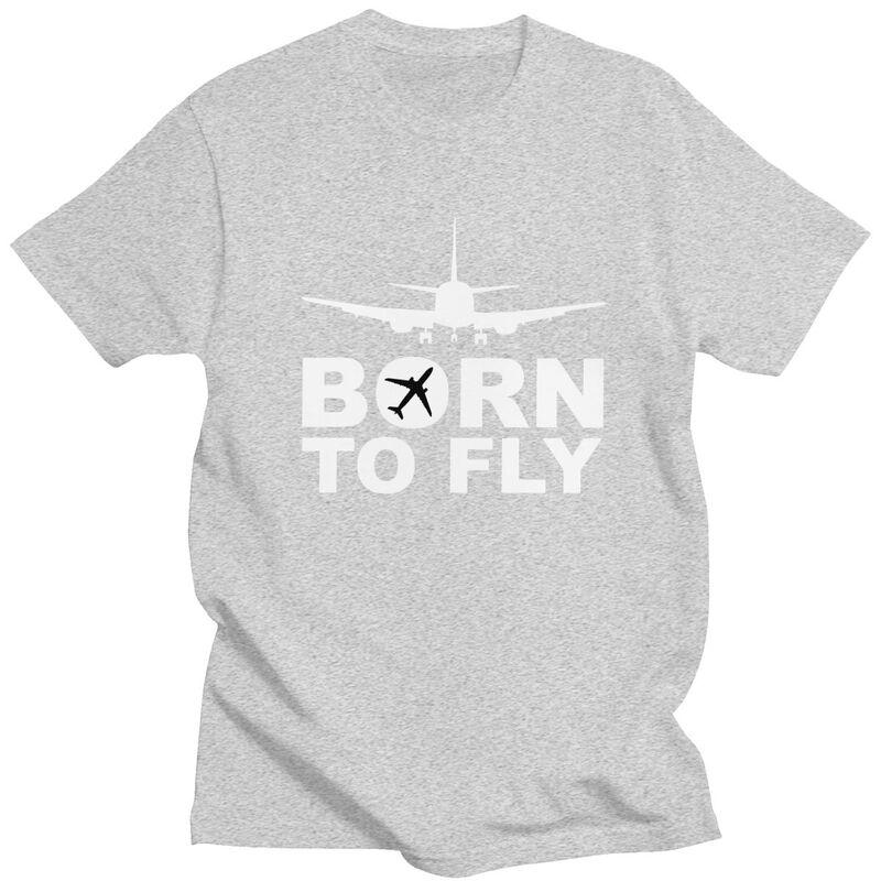 Individuelles Born To Fly Flugzeug T-Shirt Herren Kurzarm 100% Baumwolle T-Shirt Lässig Luftfahrt Flugzeug Pilot Geschenk T-Shirts Mode T-Shirt
