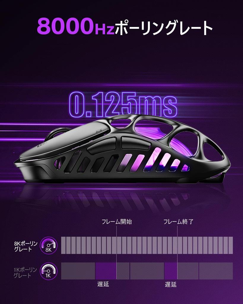 GravaStar Mercury X Pro Wireless Gaming Mouse, 8000Hz Dongle Included, Ultra-Lightweight At 49g, 8K Polling Rate, PAW3950 Sensor, 32000 DPI