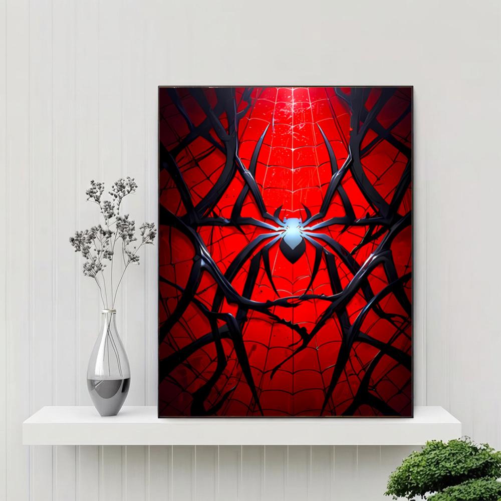 Creepy Spider 5D Diy Diamond Painting Round Diamond Diy Frameless Holiday Artwork Suitable For Home Office Wall Decoration