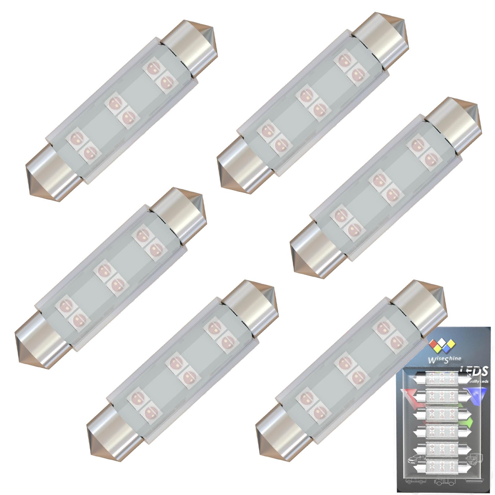 WiseShine 578 Festoon LED Bulb Light Pink Purple Car Bulb 211-2 214-2 6413 570 DC 12V 6pcs