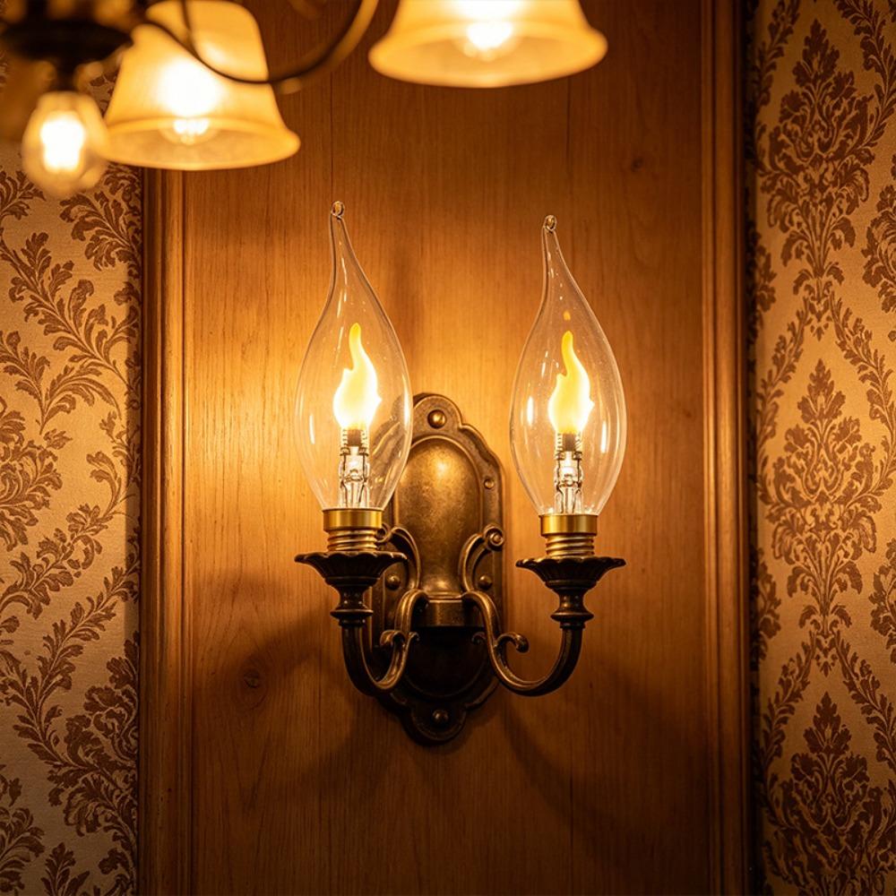 Realistic Glass LED Flame Light Bulb E12/E14/E27 PVC Simulated Fire Lamp 110V 220V Candle Flame LED Bulb Home