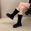 Women's Fur Integrated Thick Bottom Heightening Winter Lightweight Padded Warm Snow Boots Non-slip Wear Casual Sports Long Cotton Boots