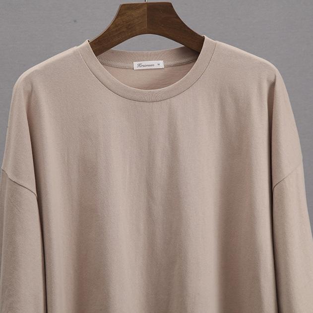 Sommer Lose Offene Baumwolle Kurzarm T-shirt Frauen Bequeme Rundhals Einfarbig T-shirt