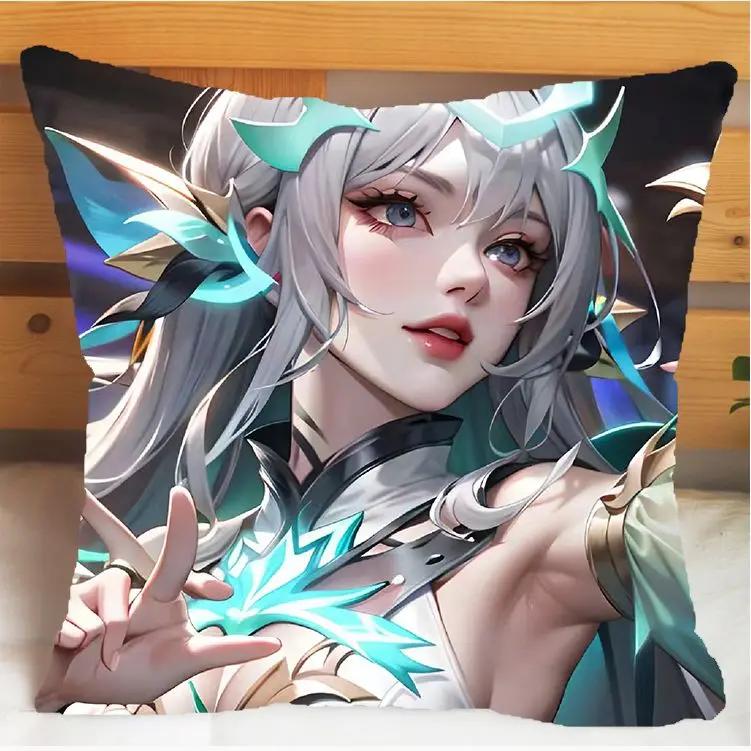 Arena of Valor Honor of Kings Xi Shi Polštář a Povlak na polštář Potah na polštářek Oboustranný tisk Plyšové Dekorační polštáře 40x40cm