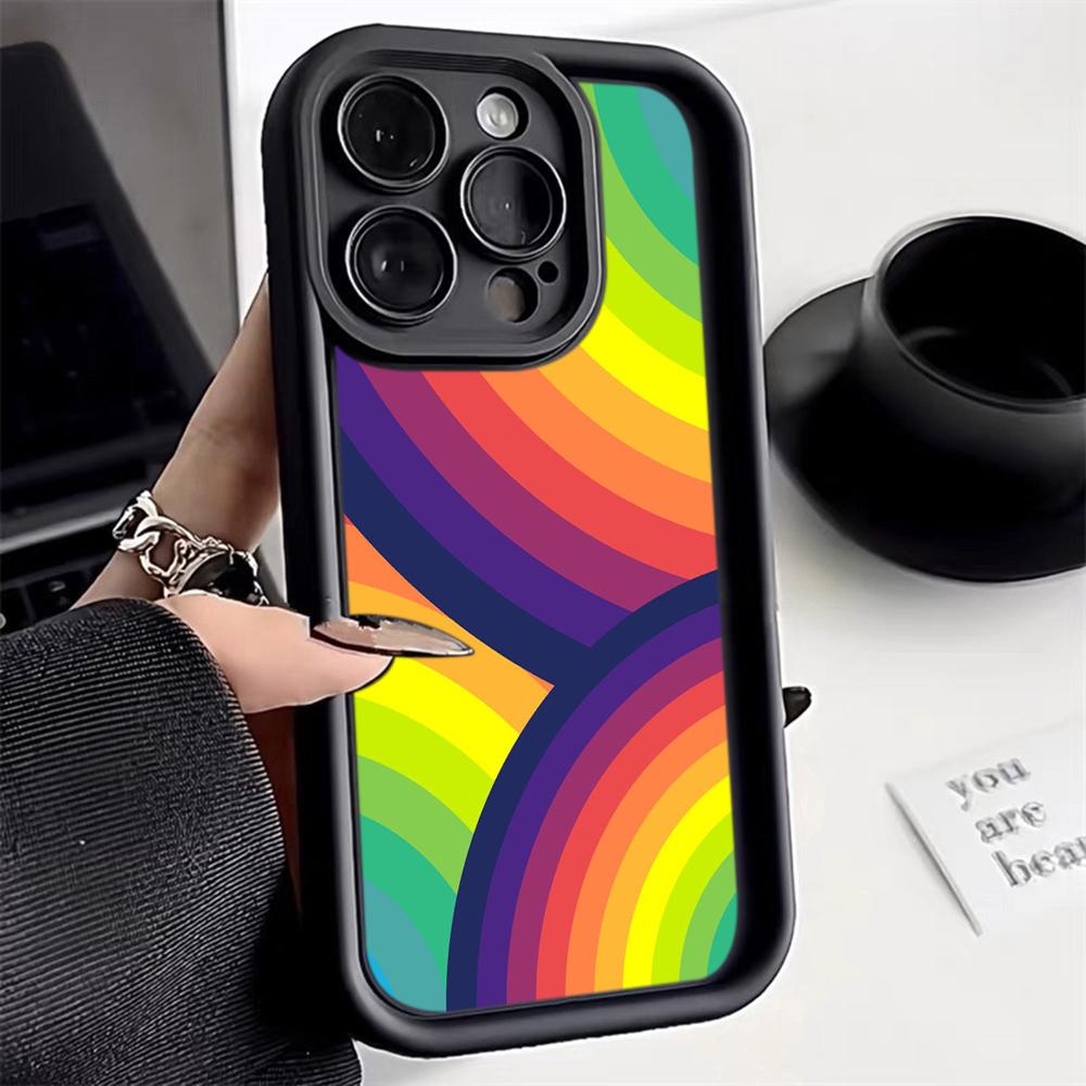 Ae93 Rainbow Art Design Protective Phone Cases for iPhone 13 14 15 Pro Max XR infinix Hot 40i 30i Tecno Camon 30 20 Pro Angel Eyes TPU Back Cover