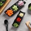 3 Grid Sauce Dish Black ABS Three-compartment Snack Plate For Home Cuisine Seasoning Plate Sushi Soy Dipping Saucer Bowl