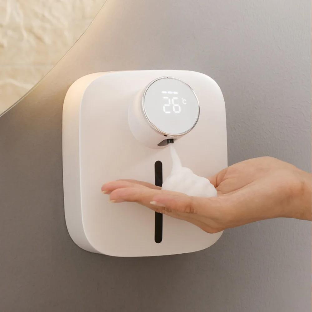 HuaCan Electric Foam Liquid Soap Dispenser Wall Mounted Foam Hand Washing Machine Automatic Smart Induction Bubble Soap Dispenser USB Charging