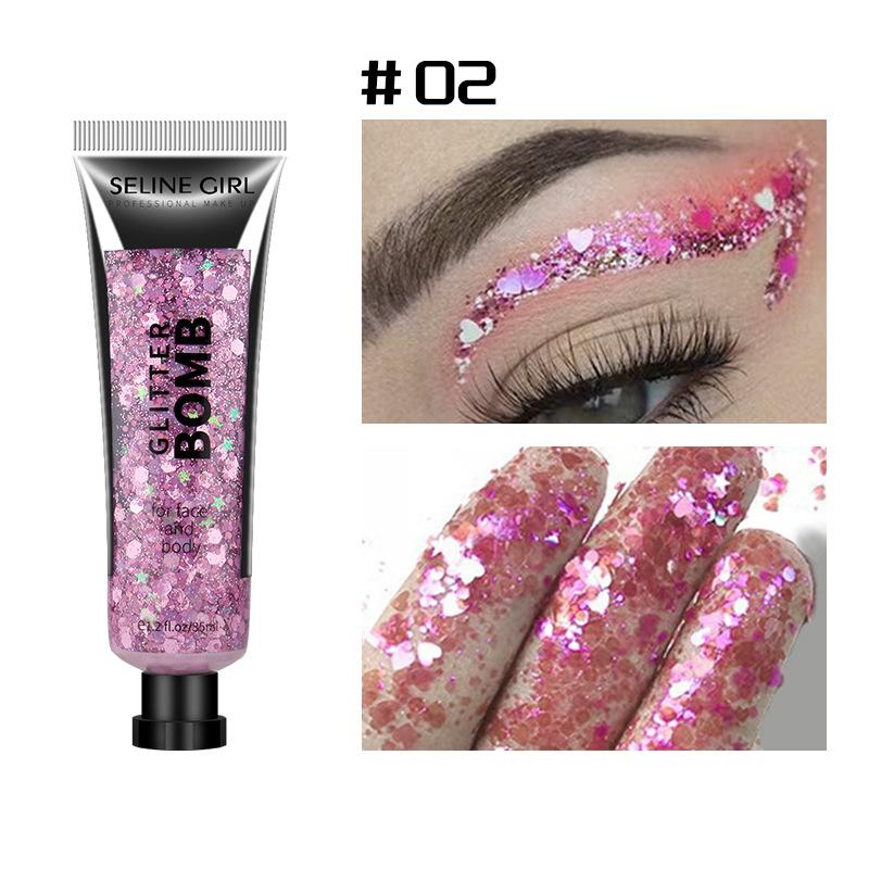 SELINE GIRL Lasting Fragrance Gel Sequins Liquid Eyeshadow Glitter Eyeshadow Nightclub Performance Stage Makeup Eyeshadow
