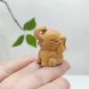 Hand-Carved Wooden Elephant Figurines Cute Elephant Statue Decorative Ornament Home Desktop Decor Car Decoration