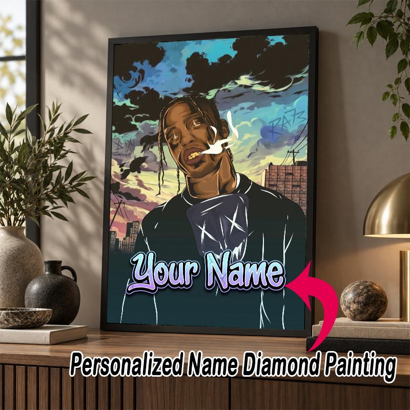 Custom Name Travis Scott 5D Diamond Painting Personalized Full Drill Diamond Art Kit Gift