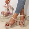Fashion Women Sandals Floral Pattern Bowknot Decor Platform Sandals Women Wedge Espadrilles High Heels Women Shoes Sandalias De Mujer