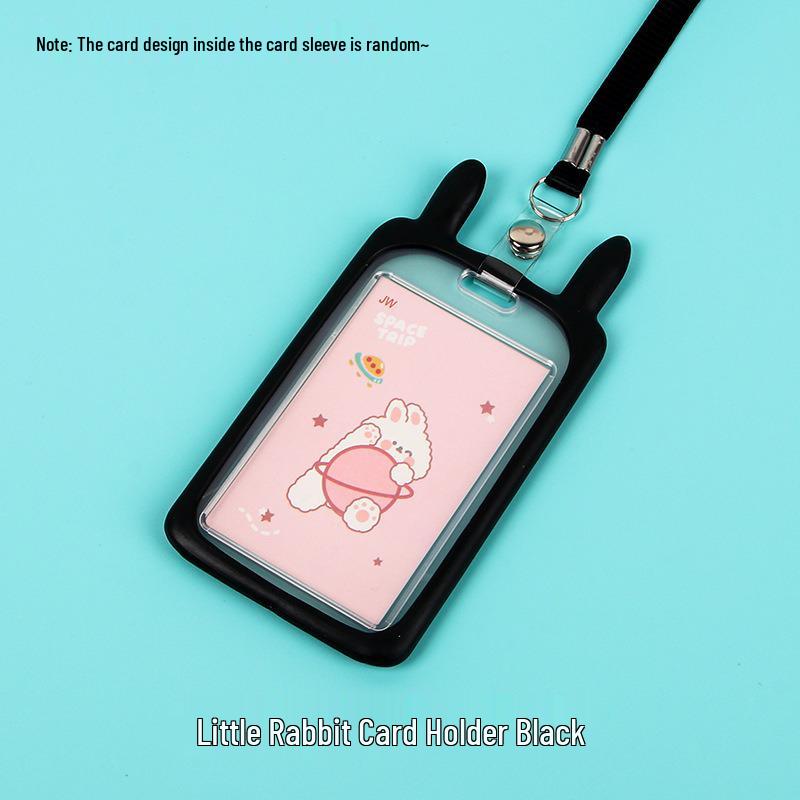 Creative Cartoon ID Card Holder with Lanyard - Cute, Transparent, and Waterproof for Students and Employees