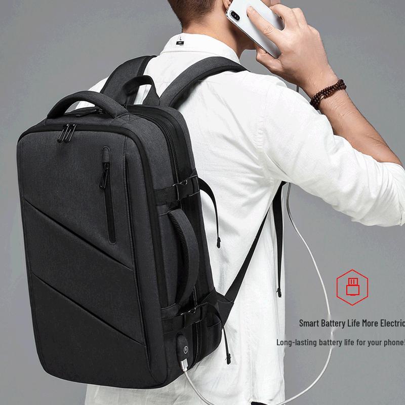 Men's Expandable Oxford Cloth Laptop Backpack - Large Capacity & Multifunctional for Business Travel