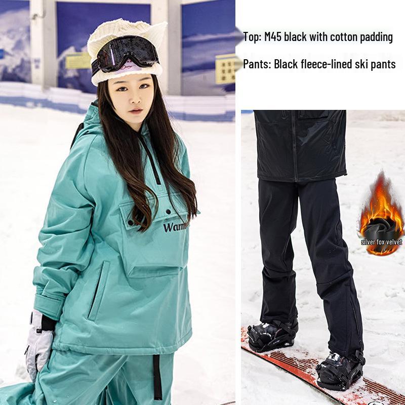 Unisexová zateplená lyžařská kombinéza s kapucí - Trendy zimní sportovní oblečení pro páry