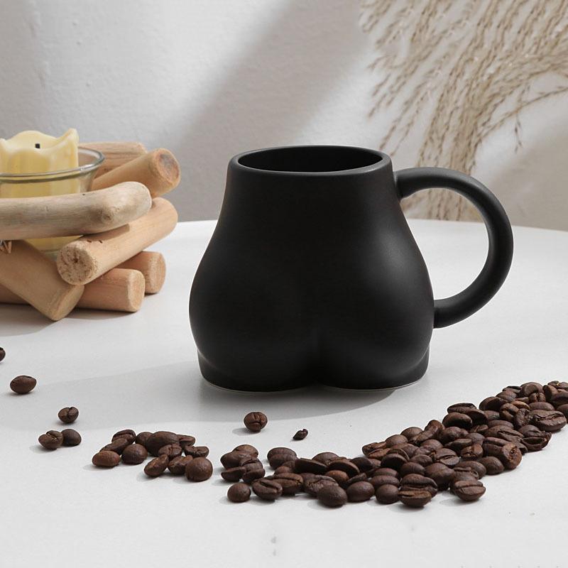 

Привет, новинка, керамическая кофейная кружка с дном, ручная работа, ягодичная чашка для чая, молока, кухонная офисная посуда, домашний декор, кружка для пары, подарки чёрный