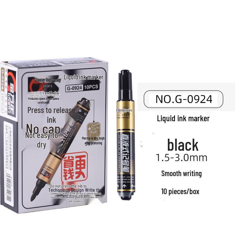 Jin Wan Nian Large-Capacity Press-activated Black Oil-based Marker with Thick Tip