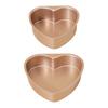 Gold Nonstick Heart Cake Molds With Detachable Bottom Premium Carbon Steel Materials For Perfect Dessert