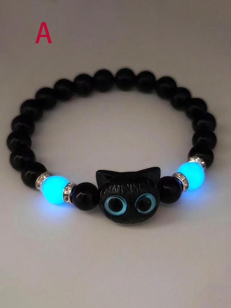 Luminous Black & White Kitten Shell Star Bracelet - Couple Jewelry Gift