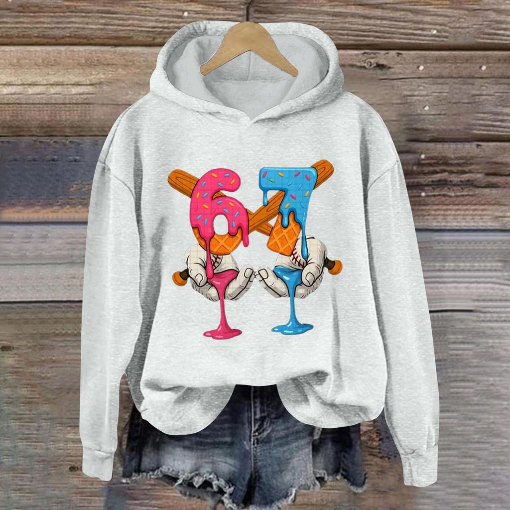 Women's Fashionable Casual Long-Sleeved Printed Hooded Sweatshirt