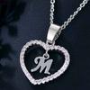 Heart Letters 26 Love Crystal Women Silver Plated Chain Jewelry Necklace