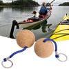 Round Floating Cork Keyring Ball Wooden 2pcs Accessories