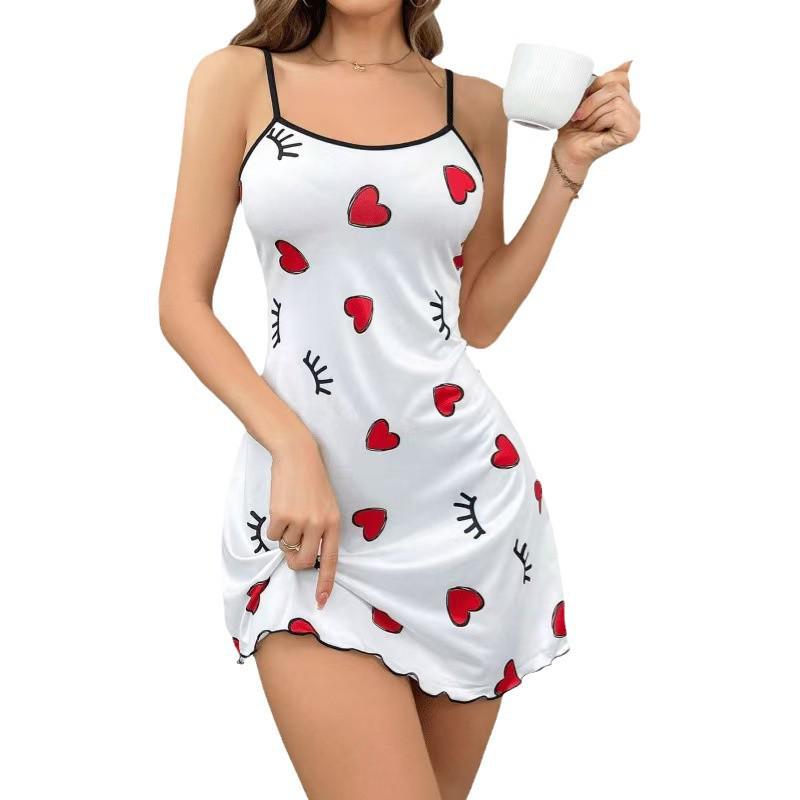 Ekskluzywna Europejska i Amerykańska Stylizacja Damska Koszulka Nocna - Seksowna Piżama z Nadrukiem